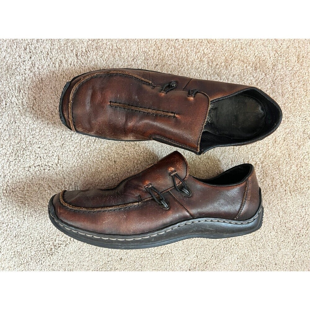 Rieker Antistress Brown Leather Elastic Side Women’s Shoes 9.5